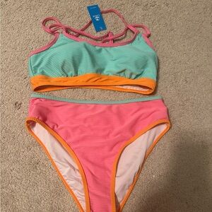 Cupshe Mint Green and Pink Bikini Set